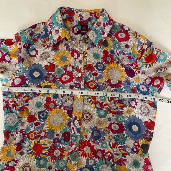 LIBERTY ART Fabrics of London Cotton Floral Print Shirt Button Front Size S/:P - Picture 10 of 15